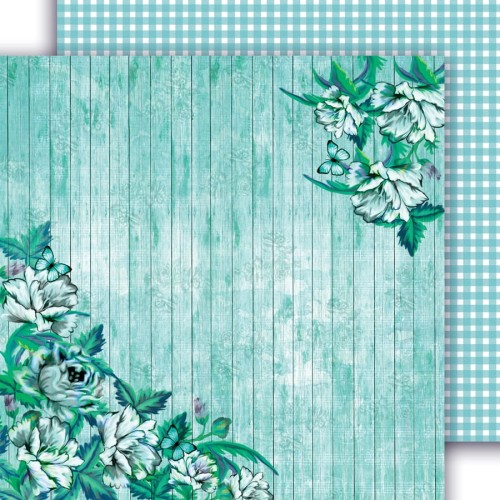 Signs of love - papier do scrapbookingu 02 miętowy z kwiatami