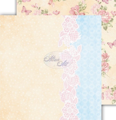 Beżowy papier do scrapbookingu Flower Harmony 05, 30x30, AltairArt