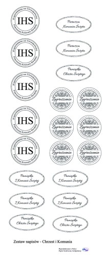 Papier do scrapbookingu - zestaw napisow na chrzest i komunie - Skarbnica Pomyslow