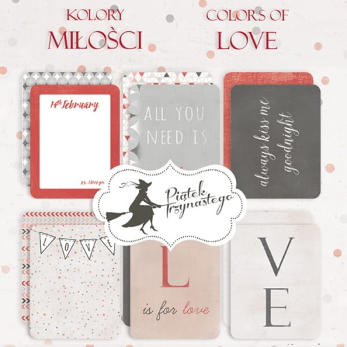 Piątek 13 - Zestaw kart do journalingu Kolory miłości, 7,5x10 cm